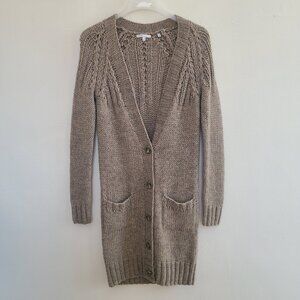 Vince Women’s Chunky Knit Long Cardigan Size XS Tan Wool Blend